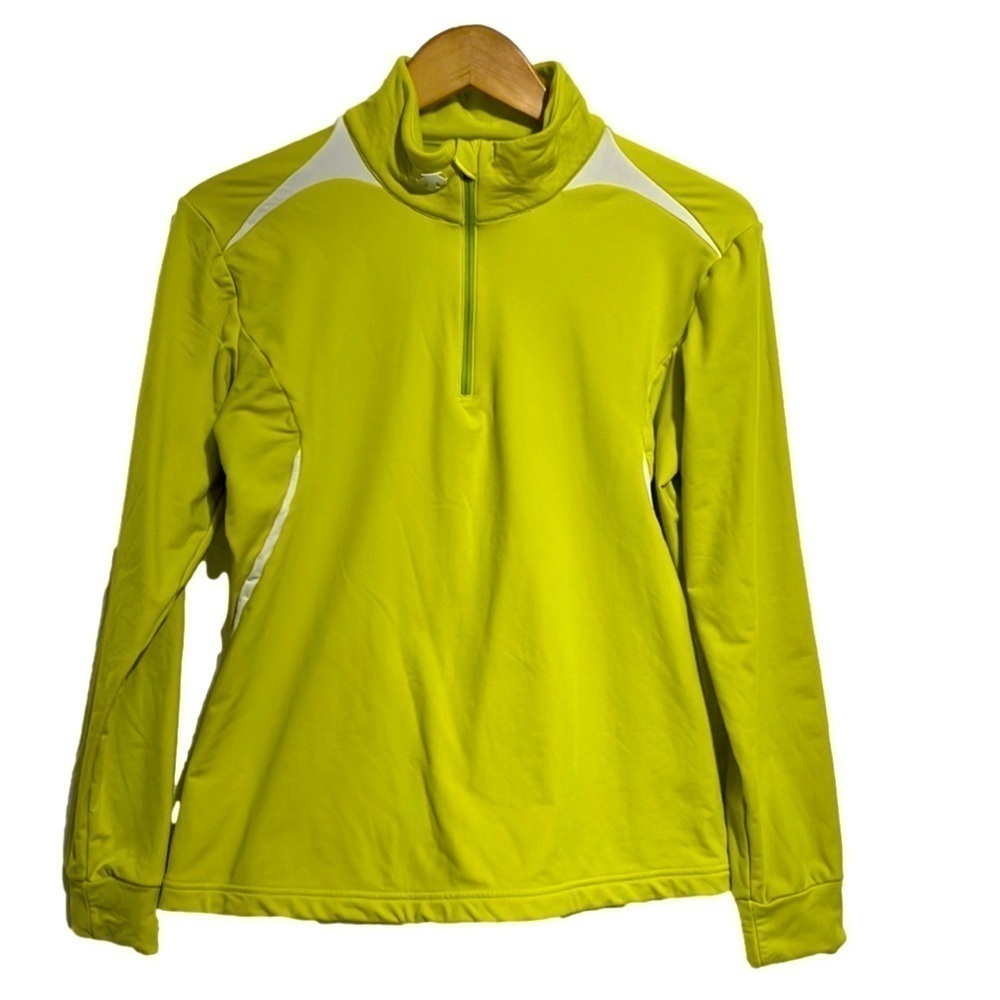 Descente Half Zip Neon Lime T-Neck Pullover, Size Medium, #392